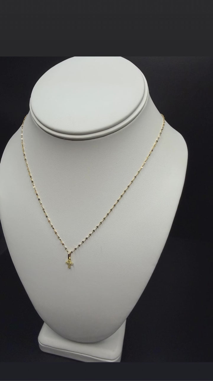 Cadena Delicada con Cruz Brillante Oro 18K