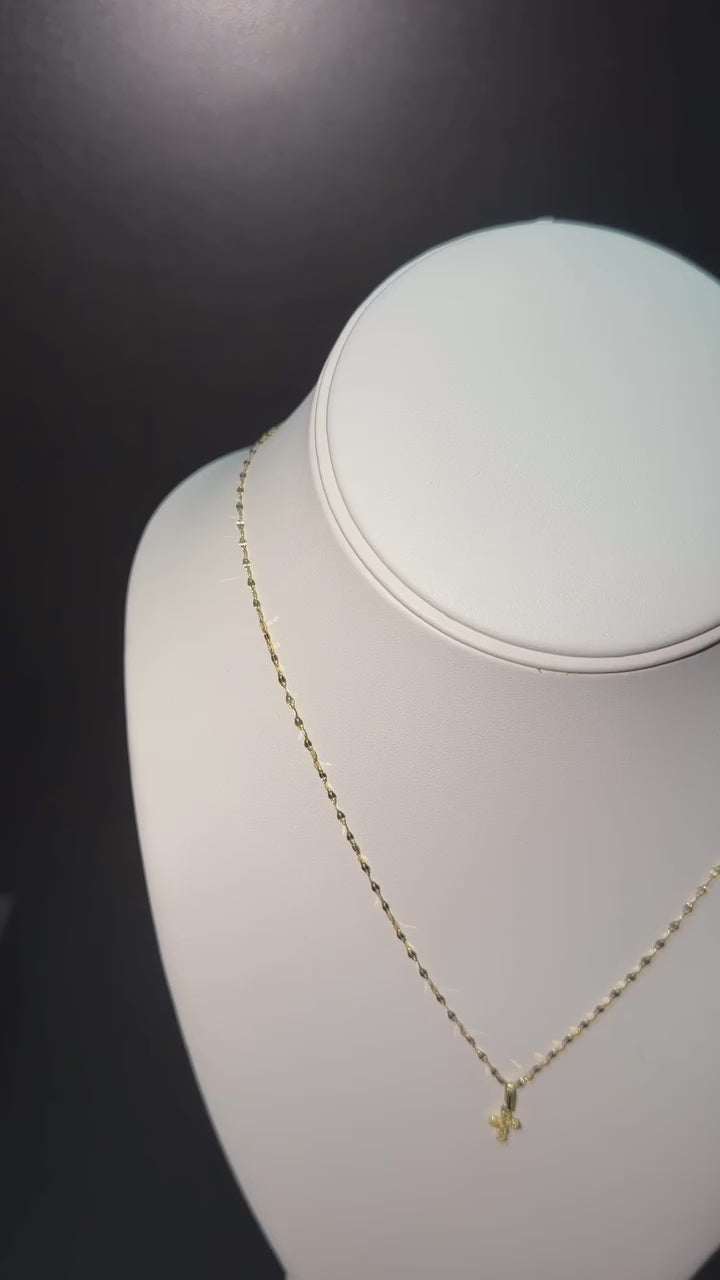 Cadena Delicada con Cruz Brillante Oro 18K